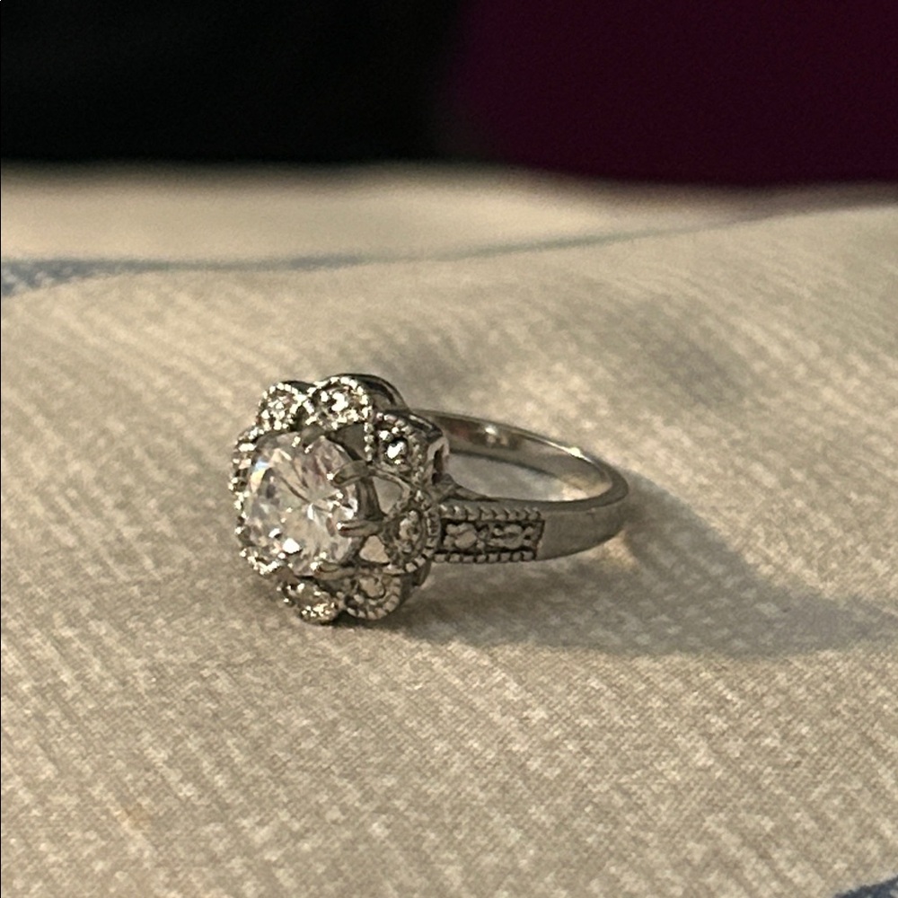 Elegant Silver Floral Ring- costume jewelry